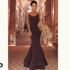 Plum/ burgundy strapless mermaid gown